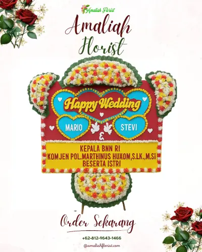Karangan Papan Bunga Pernikahan di Tegaron